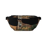 Große Outdoor-Sportgürteltasche, Crossbody-Bauchtasche für Damen und Herren, Motiv: afrikanische Wildtiere, Leopardenmuster auf Felsen, für Reisen, Workout, Gürteltasche