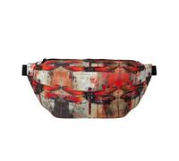 Große Outdoor-Sportgürteltasche mit abstraktem Libellen-Druck, Crossbody-Bauchtasche für Damen und Herren, Reisen, Workout, Hüfttasche