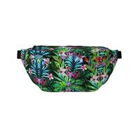 Große Outdoor-Sportgürteltasche mit buntem tropischem Blatt-Druck, Crossbody-Bauchtasche für Damen und Herren, Reisen, Workout, Hüfttasche