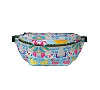 Große Outdoor-Sportgürteltasche mit Flamingo- und Schwimmbad-Druck, Crossbody-Bauchtasche für Damen und Herren, Reisen, Workout, Hüfttasche