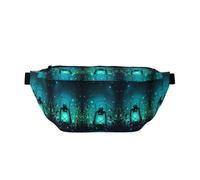 Große Outdoor-Sportgürteltasche mit Glühwürmchen und Laternen-Druck, Crossbody-Bauchtasche für Damen und Herren, Reisen, Workout, Hüfttasche