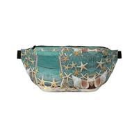 Große Outdoor-Sportgürteltasche mit Seestern-Muschel-Motiv, Crossbody-Bauchtasche für Damen und Herren, Reisen, Workout, Hüfttasche
