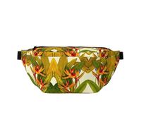 Große Outdoor-Sportgürteltasche mit tropischem Paradiesvogel-Aufdruck, Crossbody-Bauchtasche für Damen und Herren, Reisen, Workout, Hüfttasche