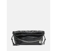 Große Pouch aus weichem Leder mit Crinkle-Effekt schwarz