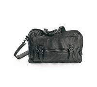 Große Reisetasche aus Leder, schwarz.