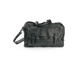 Große Reisetasche aus Leder, schwarz.