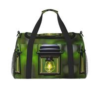 Große Reisetasche aus Segeltuch mit Glühwürmchen-und Laternen-Druck, Wochenendtasche für Damen, Übernachtungstasche, Handgepäcktasche, Schwarz, Einheitsgröße