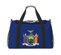 Große Reisetasche aus Segeltuch mit New Yorker Staatsflagge, Wochenendtasche für Damen, Übernachtungstasche, Handgepäcktasche, Schwarz, Einheitsgröße