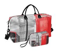 Große Reisetasche, Big Ben, Doppeldecker-Bus N Rot, Handy-Wochenend-Reisetasche für Damen und Herren, Gepäcktasche mit Trolleyhülle, Flugzeug-Reiseutensilien zum Fliegen, #01, Einheitsgröße, modisch