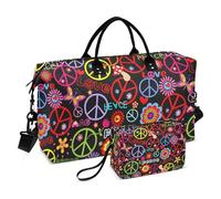 Große Reisetasche, Hippie, Peace, Pilz, Blume, Wochenend-Reisetasche für Damen und Herren, Gepäcktasche mit Trolleyhülle, Flugzeug-Reiseutensilien zum Fliegen, #07, Einheitsgröße, modisch