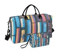 Große Reisetasche, industriell, bunt, Cargo-Züge, Wochenend-Reisetasche für Damen und Herren, Gepäcktasche mit Trolleyhülle, Flugzeug-Reisezubehör für Fliegen, #03, Einheitsgröße, modisch