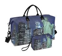 Große Reisetasche, Manhattan Skyline, New York City, Weekender, Reisetasche für Damen und Herren, Gepäcktasche mit Trolleyhülle, Flugzeug-Reiseutensilien zum Fliegen, #02, Einheitsgröße, modisch