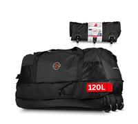 Große Reisetasche mit Rollen 120 L - Faltbare Rolltasche & Sporttasche XXL - leicht, robust & platzsparend - ideale Reisetasche zum Ziehen für Urlaub, Sport & Training (Schwarz)