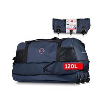 Große Reisetasche mit Rollen 120 L - Faltbare Rolltasche & Sporttasche XXL - leicht, robust & platzsparend - ideale Reisetasche zum Ziehen für Urlaub, Sport & Training (Navy)
