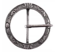 Große runde Renaissance-Gürtelschnalle, Messing vernickelt
