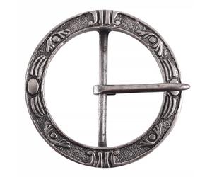 Große runde Renaissance-Gürtelschnalle, Messing vernickelt