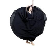 Große Schaukel Damen Maxirock Tanzrock Chiffon Tanzkleider Ballsaal Tanzen Lange Rock Flamenco Kleid Walzer Tango Latein Kostüm Bauchtanz Öffnungs Swing Tanzen Röcke,Schwarz,XL