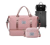 Große Sporttasche, Turnbeutel mit Schuhfach, 2 Wochenend-Reisetaschen, Schuhfach, Turnbeutel, Trockennassung, Mehrzweck-Turnbeutel, wasserdicht, für Jungen, Mädchen, Männer, Frauen, Rose, Siehe