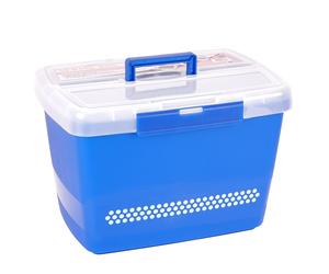 Große stabile Nähbox - Nähkoffer - Kunststoffbox (blau)