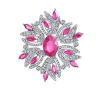 Große Statement Vintage Stil Kristall Blume Simuliert Rosa Turmalin Kristall Brosche Pin Für Frauen Für Mutter Versilbert