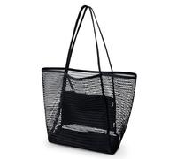 Große Strandtasche Damen Xl Familie,Beach Bags For Women,Netztasche Strand Mit Reißverschluss Innentasche,Faltbare Leichte Mesh Strandtasche Korb,Badetasche Klein,Shopper für Frauen