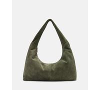 Große Tasche aus weichem Veloursleder olive