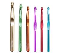 Großes Aluminium-Häkelnadel-Set, 7 mm, 8 mm, 9 mm, 10 mm, 12 mm, 15 mm, 6 Stück Häkelnadeln in Standardgröße