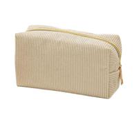 Großes Federmäppchen aus Cord, große Öffnung, weiche Cord-Bleistifttasche, Organizer mit Reißverschluss, niedlich, ästhetisch, Schulbedarf für Teenager, Cremefarben, Refer to description, Unisex