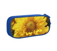 Großes Federmäppchen mit 2 Fächern, Motiv: Blühende gelbe Blume, Federmäppchen, Organizer für Mädchen, Jungen, Studenten, Schule, Büro, Universität, Schwarz, blau, Einheitsgröße, Schulranzen