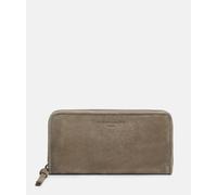 Großes Portemonnaie aus Veloursleder beige