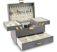 Großes Samt Schmuckkästchen mit Schubladen für Damen, Schmuck