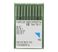 Groz-Beckert 10er Packung Nähnadeln B 27 mit Rundkolben und Rundspitze für Overlock-Industrienähmaschinen (Nm, 75/11)