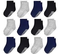 GRPSKCOS Rutschfeste Socken Kinder 12 Paar Stoppersocken Kinder ABS Socken Kinder Antirutschsocken für Jungen Mädchen(#5 Schwarz/Hellgrau/Marine - 12 Paar,6-12 Monate)