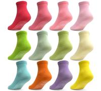 GRPSKCOS Stoppersocken Kinder, 12 Paar ABS Regenbogen Rutschfeste Kleinkind Socken für 1-10 Jahre Mädchen Kinder Anti Rutsch Socken(#2 Helle Farben - 12 Paar,1-3 Jahre)