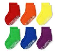 GRPSKCOS Stoppersocken Kinder, 6 Paar ABS Regenbogen Rutschfeste Kleinkind Socken für 1-7 Jahre Mädchen Kinder Anti Rutsch Socken(#2 Regenbogen- 6 Paare,1-3 Jahre)