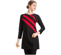 Grsafety Damen Muslimischen Badeanzug - Full Cover Bademode Bescheidene Badebekleidung Swimwear Burkini Frauen, Schwarz-Rot, 6XL