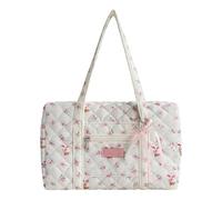 Grtheenumb Puffer-Reisetasche, Puffer-Reisetasche für Damen, gesteppt mit großem Fassungsvermögen für Damen, niedliche Blumenkokette mit Reißverschluss für Reisen mit Mädchen