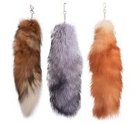 Grtheenumb Therian Tail|Therian Tail, 3 Stück 15, 8 Zoll Langer Fuchs mit Verschluss, weicher, Flauschiger Fuchs-Schlüsselanhänger, hängende Schwänze für Handtaschen-Rucksäcke