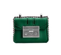(Grün) Mode Dünne Kette Mini Square Bag PU Leder Schultertasche Vintage Umhängetasche Geldbörse Casual