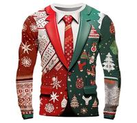 Grün Weihnachts Herren Pullover Lustige Rentier 3D Weihnachten Sweater Christmas Weihnachtspullover Weihnachtsmann Sweatshirt Für Jungen Winter Weihnachtspulli Weihnachtsshirt Weihnachtshemd 3XL 6XL