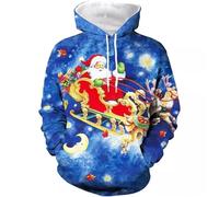 Grün Weihnachts Hoodie Herren Pullover Lustige Rentier 3D Weihnachten Sweater Christmas Weihnachtspullover Weihnachtsmann Langarm Sweatshirt Für Jungen Winter Weihnachtspulli Weihnachtshemd 3XL 6XL