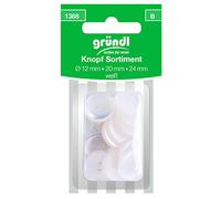 Gründl 21 Stück Knopfsortiment | 12 mm, 20 mm und 24 mm | 2-Loch | in weiß-transparent
