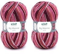 Gründl 2612-35 Big Mamma print Wolle, Acryl, Burgund-weinrot-rosa-weiß-teracotta, 30 x 17 x 14 cm, 400 Gramm (Packung mit 2)