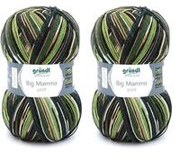Gründl 2612-37 Big Mamma print Wolle, Acryl, Dunkelbraun-tannengrün-weiß-kamel-petrol, 30 x 17 x 14 cm, 400 Gramm (Packung mit 2)