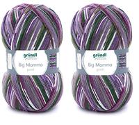 Gründl 2612-38 Big Mamma print Wolle, Acryl, Violett-tannengrün-weiß-moosgrün-lavendel, 30 x 17 x 14 cm, 400 Gramm (Packung mit 2)