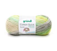 Gründl Wolle Cotton Quick Batik Strickgarn/Häkelgarn (Garn mit Farbverlauf aus 100% Baumwolle, OEKO-TEX zertifiziert, 100 g / 260 m, Nadelstärke: 3-4, 1 x 100 g), natur-türkis-gelb-grün