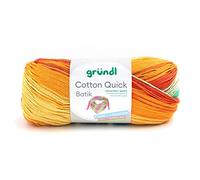 Gründl Wolle Cotton Quick Batik Strickgarn/Häkelgarn (Garn mit Farbverlauf aus 100% Baumwolle, OEKO-TEX zertifiziert, 100 g / 260 m, Nadelstärke: 3-4, 1 x 100 g), hellblau-grün-mais-orange