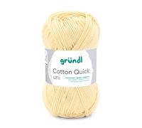 Gründl Wolle Cotton Quick uni - dünne Wolle zum Häkeln - Strickgarn - Häkelgarn - Glänzend und hautfreundlich - 100% Baumwolle - 1 Knäuel 50 g / 125 m - Nadelstärke 3-4 - pastellgelb