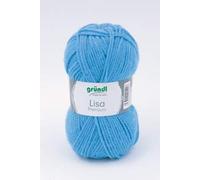 Gründl 5er Packung Wolle LISA Premium uni, 50gr, 100% Polyacryl,Bastelgarn,Strickgarn,Handarbeitswolle (17 mittelblau)