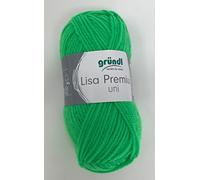 Gründl 5er Packung Wolle LISA Premium uni, 50gr, 100% Polyacryl,Bastelgarn,Strickgarn,Handarbeitswolle (29 neongrün)